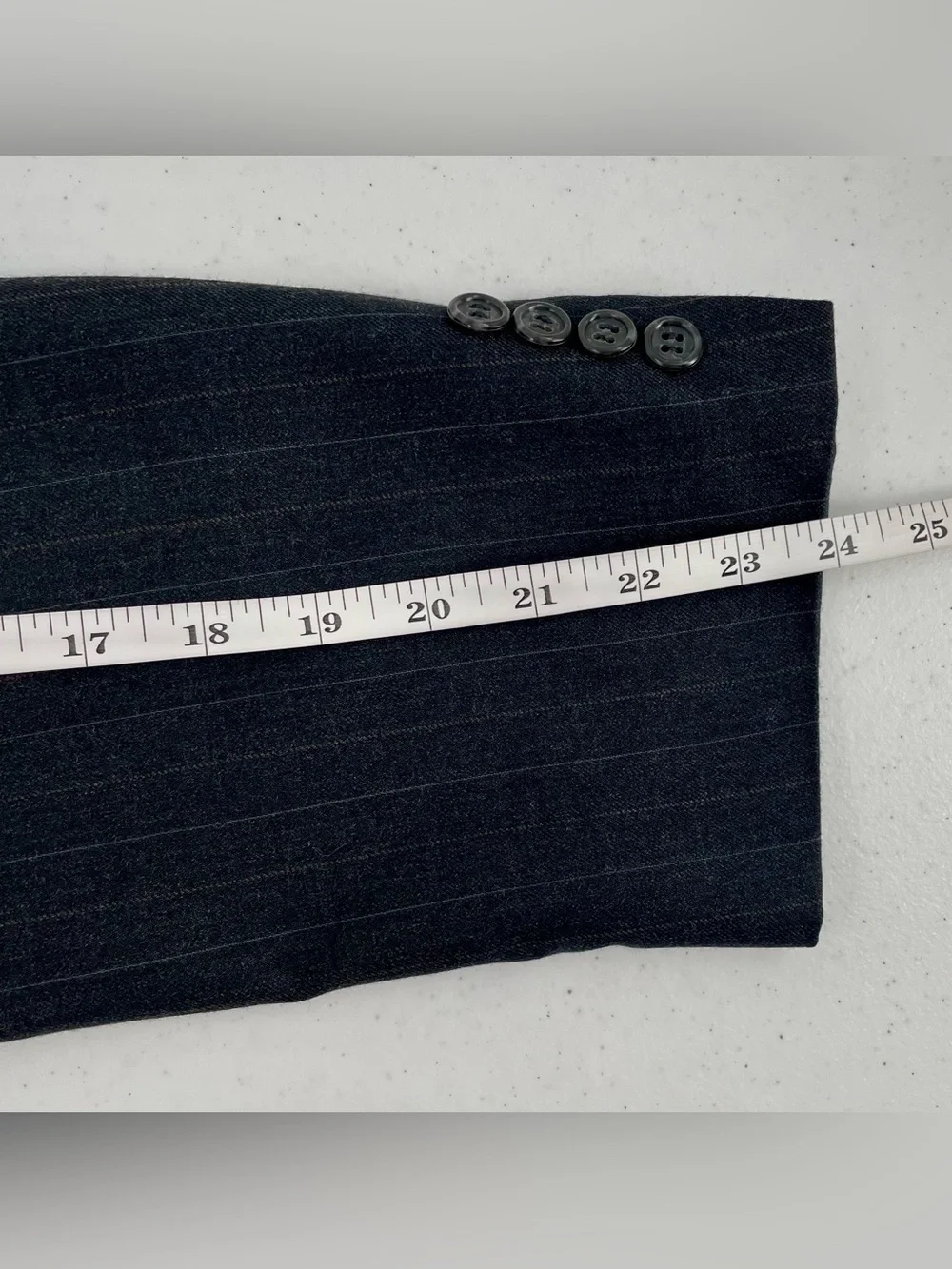 Burberry Vintage Charcoal Grey Pinstriped 2 Button Wool Lined Blazer Jacket
